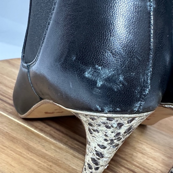 Coach Adrianna Leather Black Peep-Toe Heeled Ankle Pull On Boots Women’s 7.5 B - Picture 6 of 12